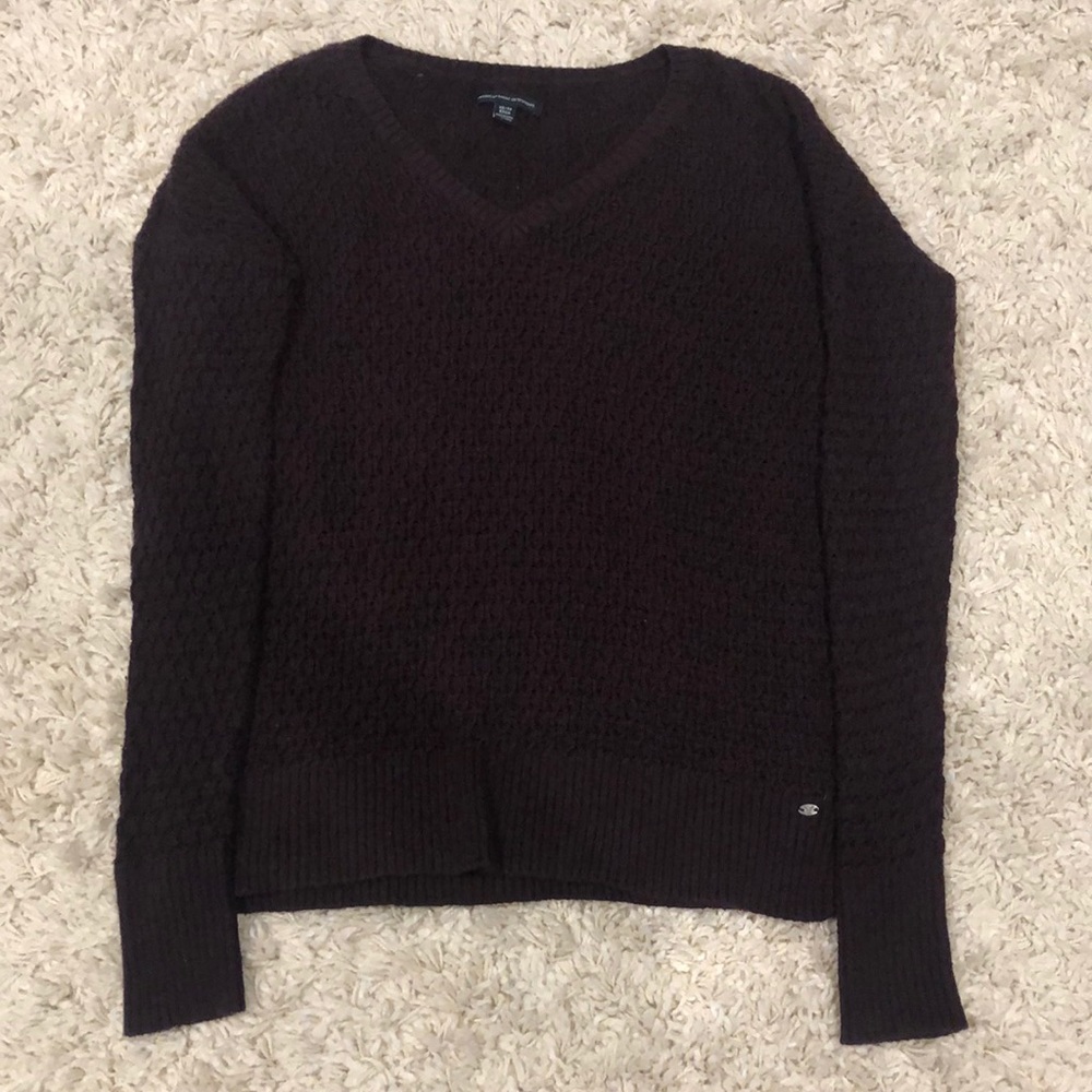American Eagle Burgundy V-Neck Sweater